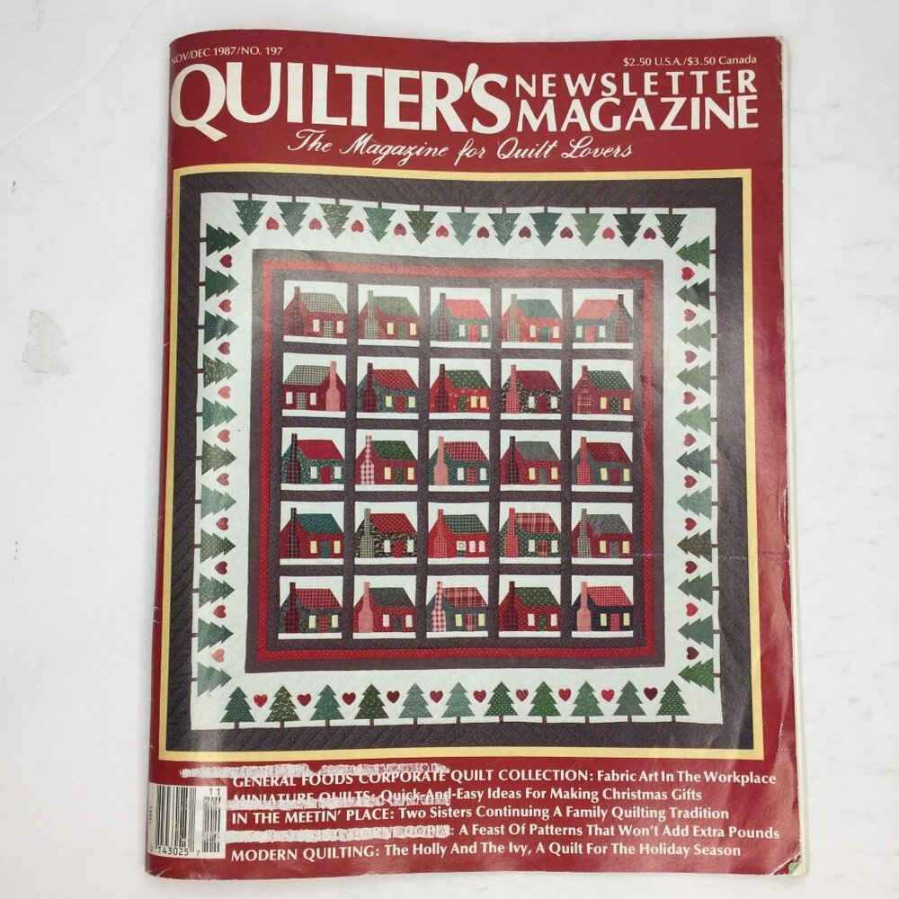 Quilters Newsletter Magazine Dec 1987 Issue No 197 Quilt Patterns Design Holly I